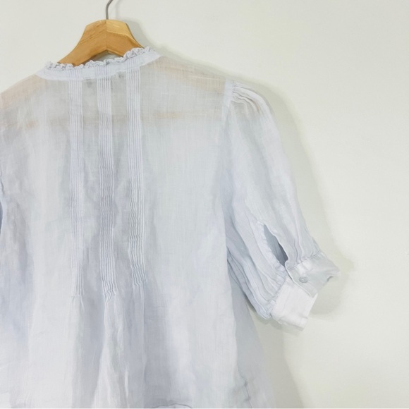 J. Crew lace Trim PINTUCK blouse Soft Blue Button-Up Top size small - Picture 5 of 7